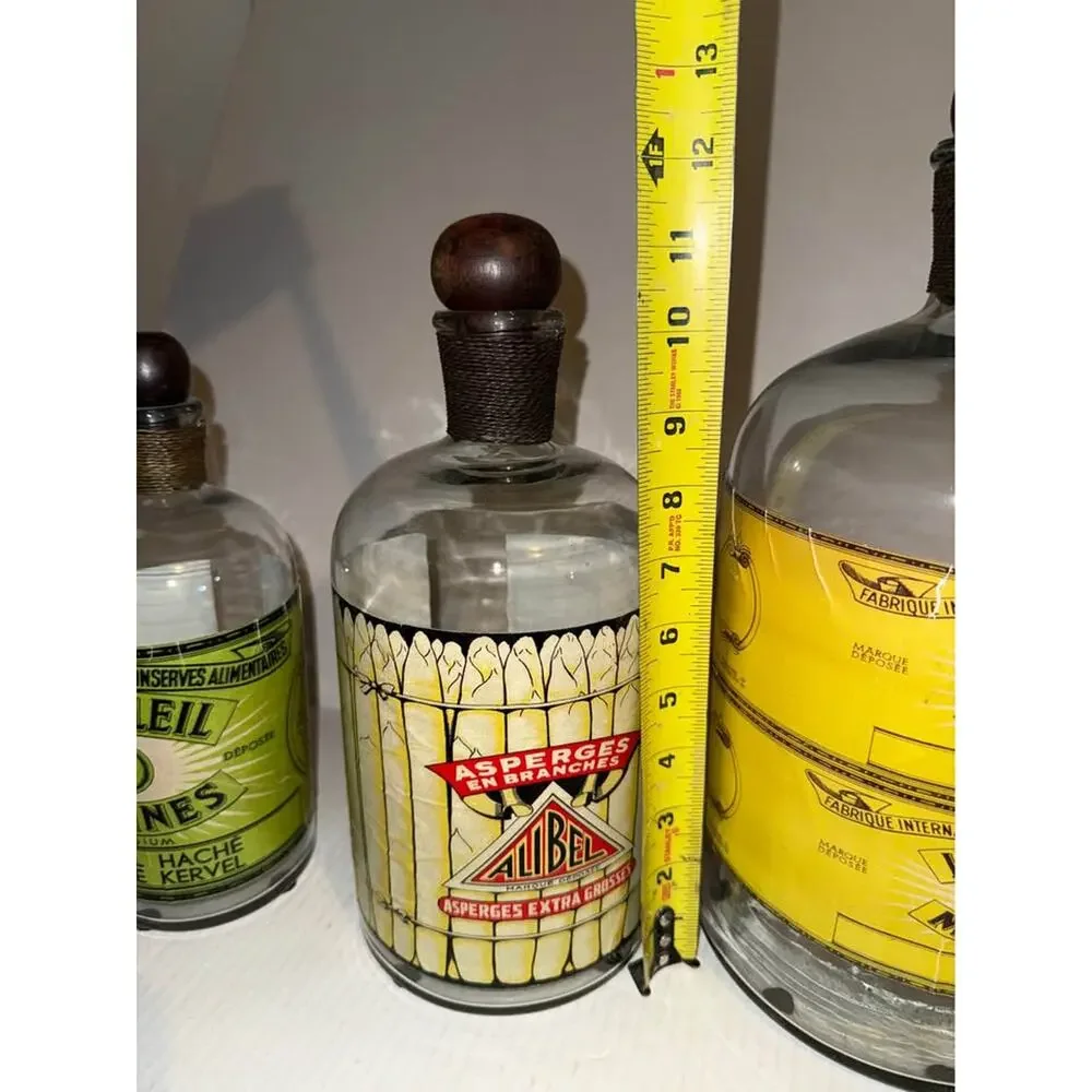 Set of 3 Vintage Belgian Glass Apothecary Display Jars
